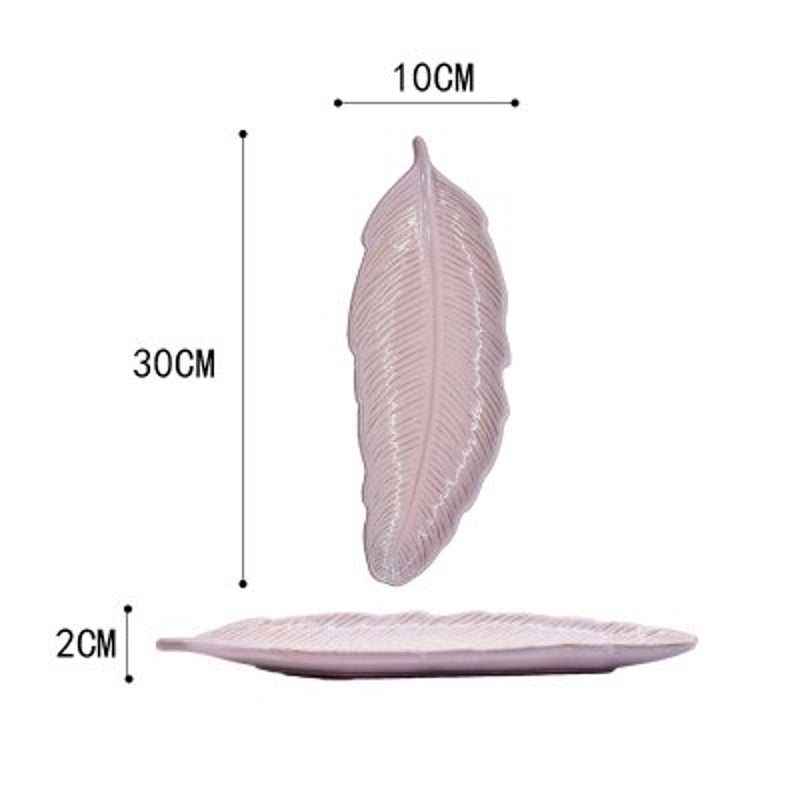 Blattform Keramikplatte Sazu (3 Farben) – Rosa