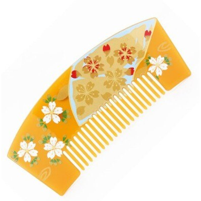 Kanzashi Haarkamm Hideki (3 Farben) – Orange-Gelb