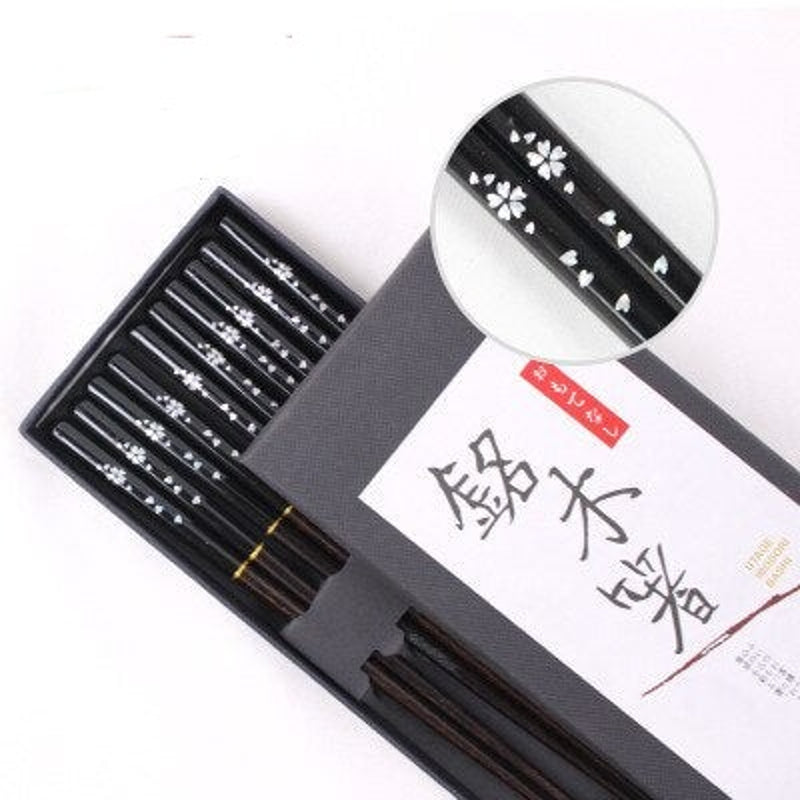 Naturholz Essstäbchen-Set Fujiwara – Schwarz