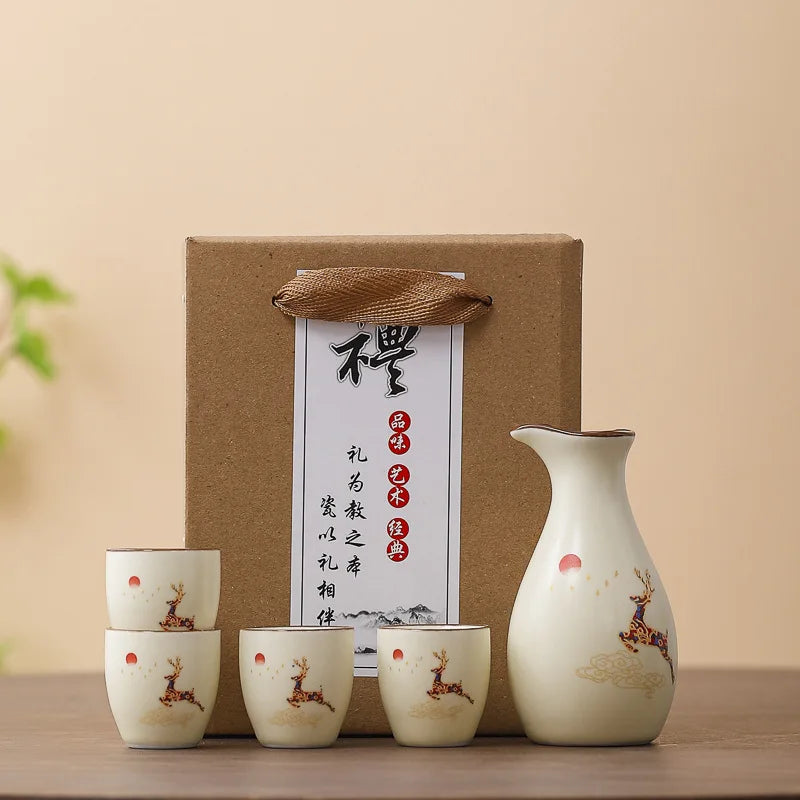 Sake-Set Kotobuki Hirsche