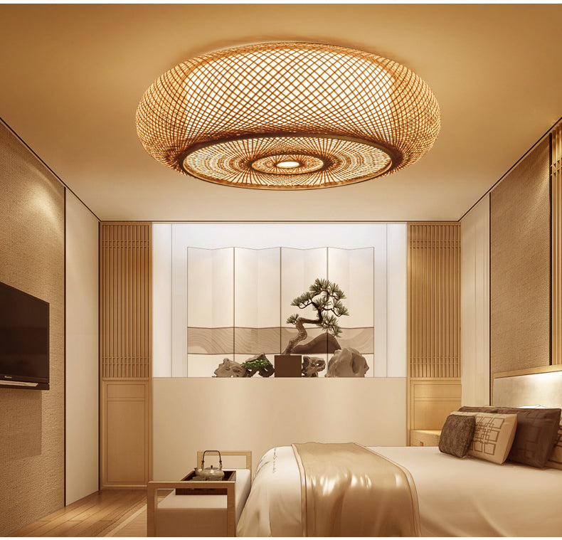 Rattan-Deckenlampe Benjiro im japanischen Stil – Bild 3