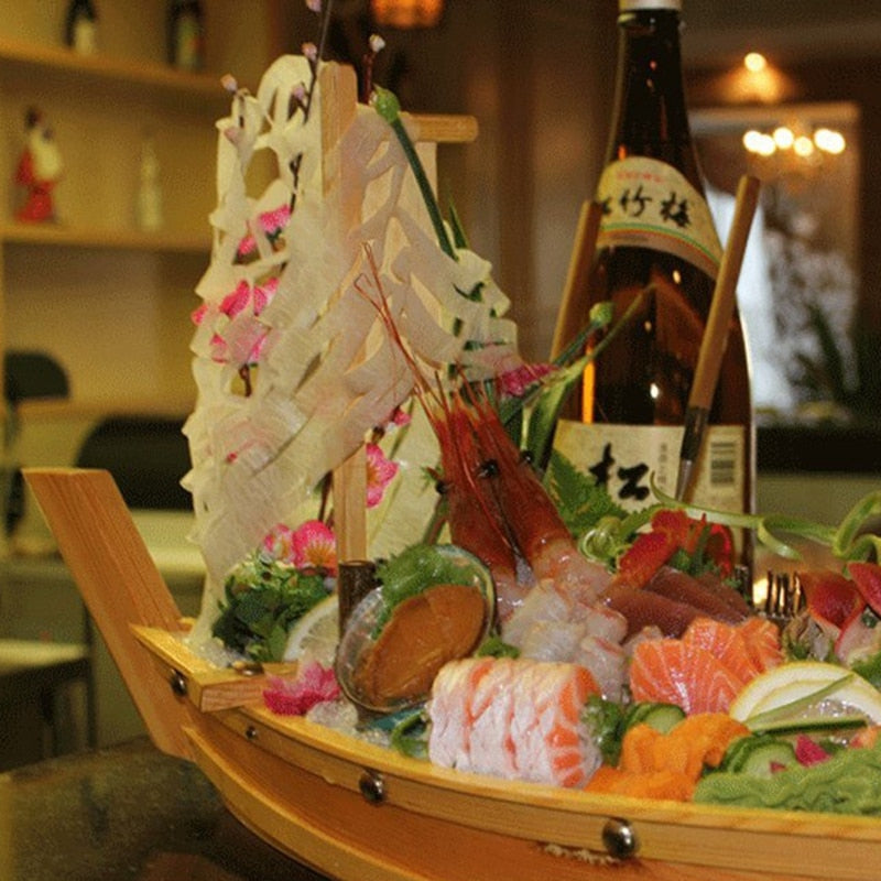 Sushi Boot Haruka aus Holz zum Servieren – Bild 3