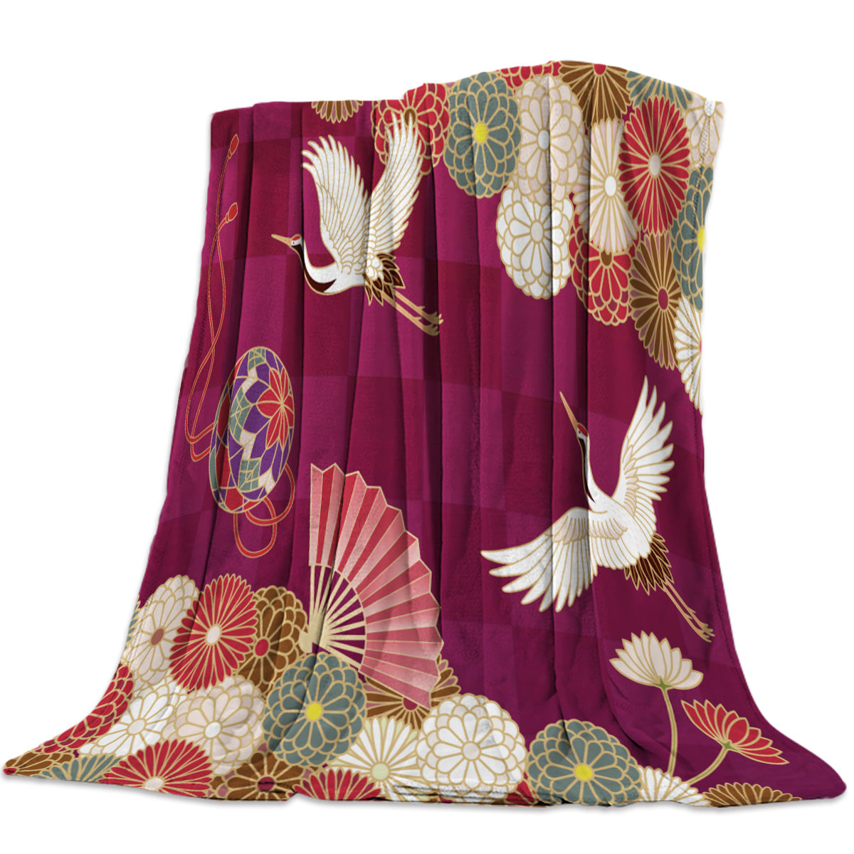 Roter Kranich Kuscheldecke Chihiro (3 Größen)