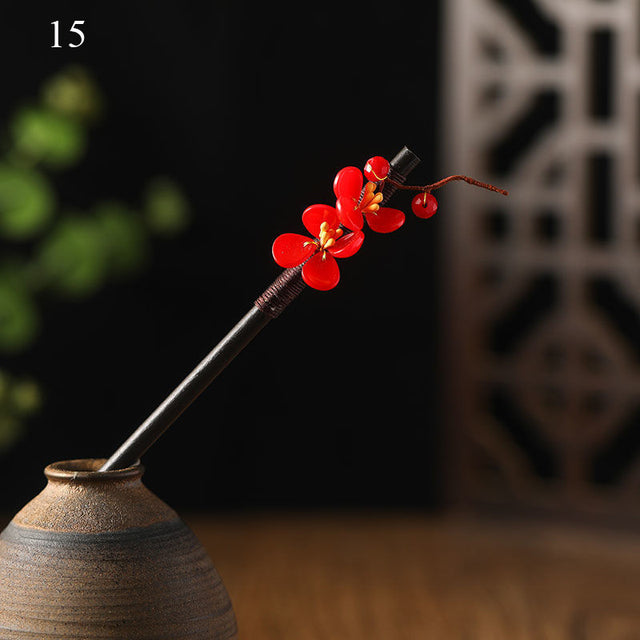 Kanzashi Haarstab Noya aus Holz und Acryl – Bild 16