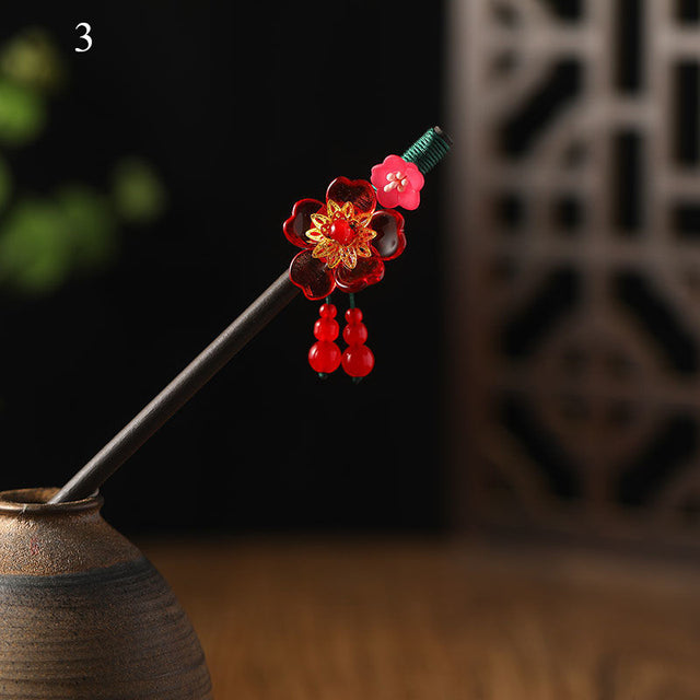 Kanzashi Haarstab Noya aus Holz und Acryl – Bild 4