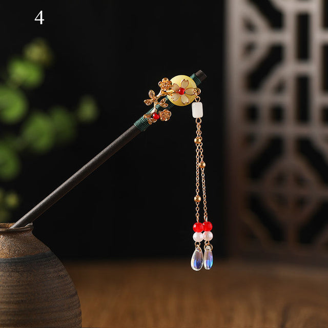 Kanzashi Haarstab Noya aus Holz und Acryl – Bild 5