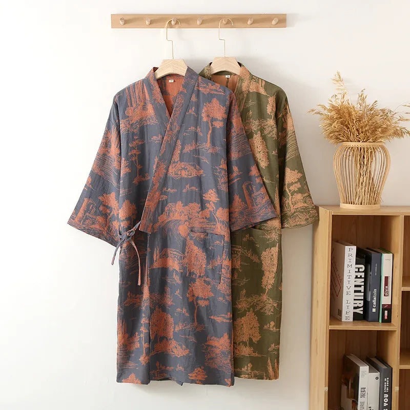 Herren Kimono-Robe Fuchu aus Baumwolle – Bild 2