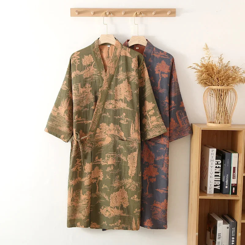 Herren Kimono-Robe Fuchu aus Baumwolle
