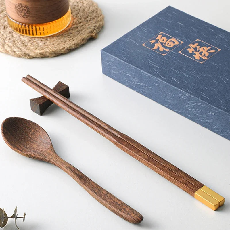 Essstäbchen mit Holzlöffel Inage, Besteck-Set aus Holz – Bild 10