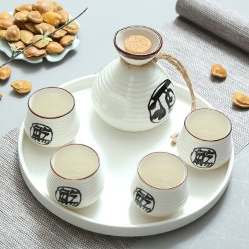 Keramik Sake-Set Hikari – Weiss