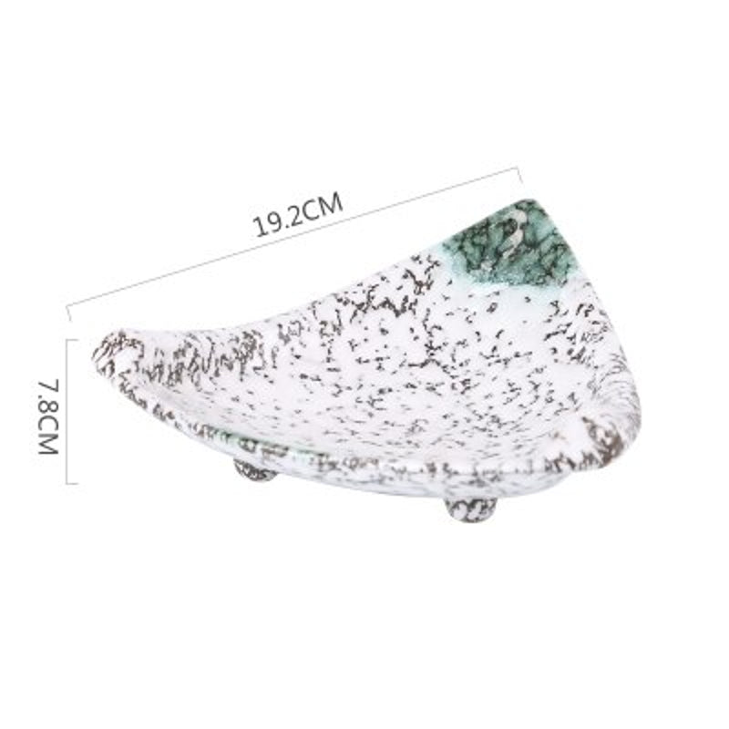 Dreieckiger Sushi Teller Midori (3 Farben) – Weiss