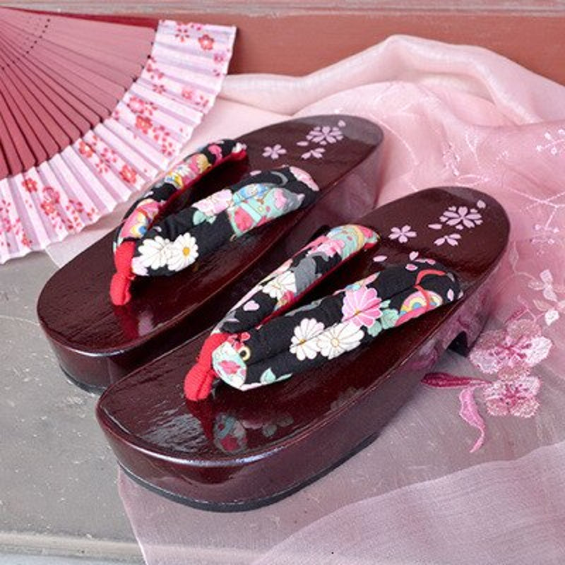 Damen Geta Sandalen Chichibu (10 Farben und 7 Größen)