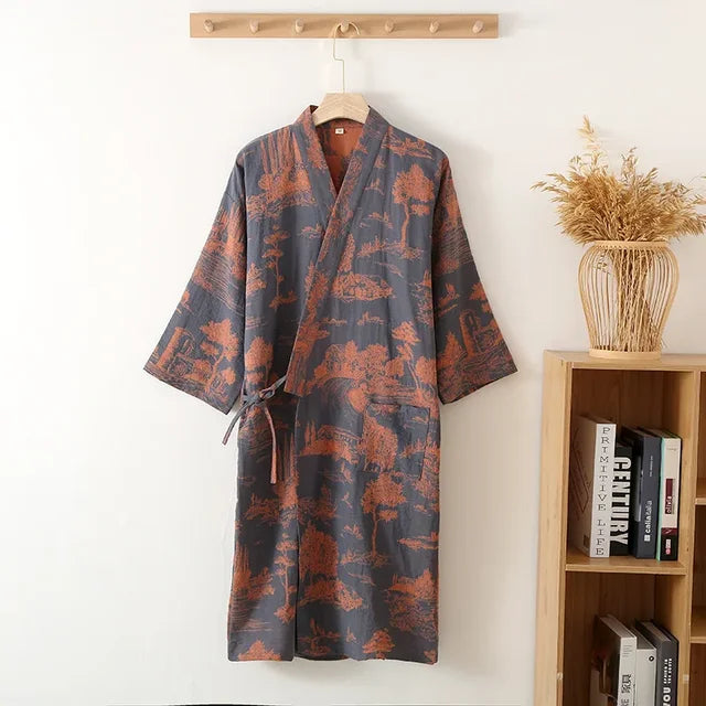 Herren Kimono-Robe Fuchu aus Baumwolle – Bild 8