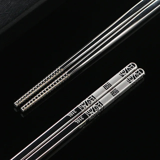 Chinesische Edelstahl Essstäbchen Set Abukamato (4 Paar)
