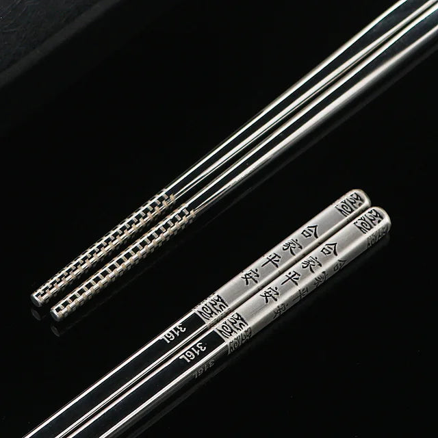 Chinesische Edelstahl Essstäbchen Set Abukamato (4 Paar)