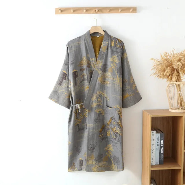 Herren Kimono-Robe Fuchu aus Baumwolle – Bild 9