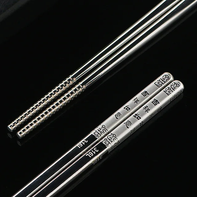 Chinesische Edelstahl Essstäbchen Set Abukamato (4 Paar)