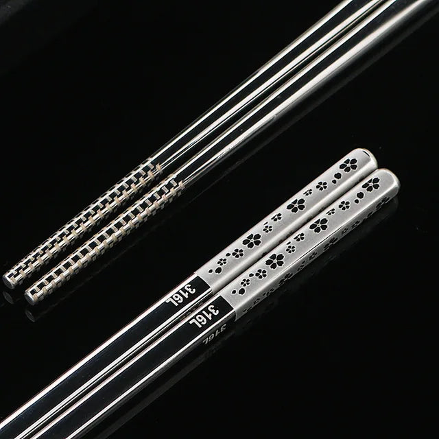 Chinesische Edelstahl Essstäbchen Set Abukamato (4 Paar)