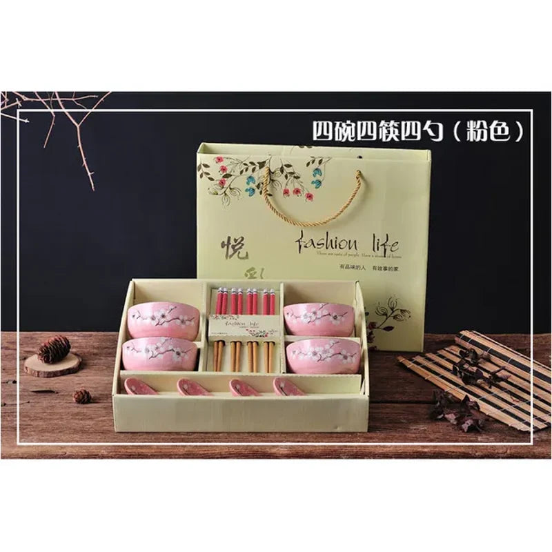 Geschirr Set Gingko (5 Farben) – Rosa