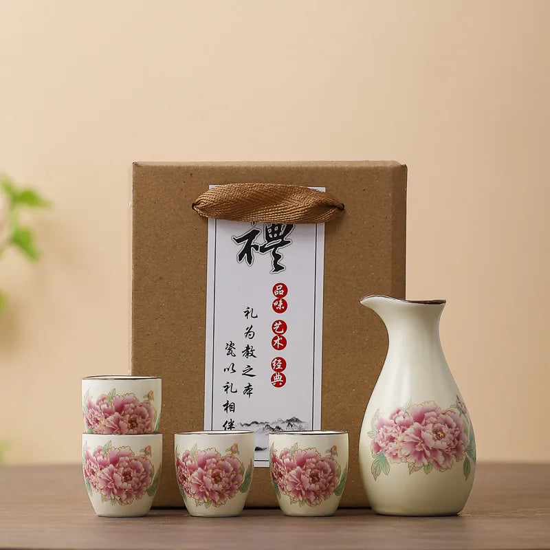 Sake-Set Kotobuki Pfingstrosen