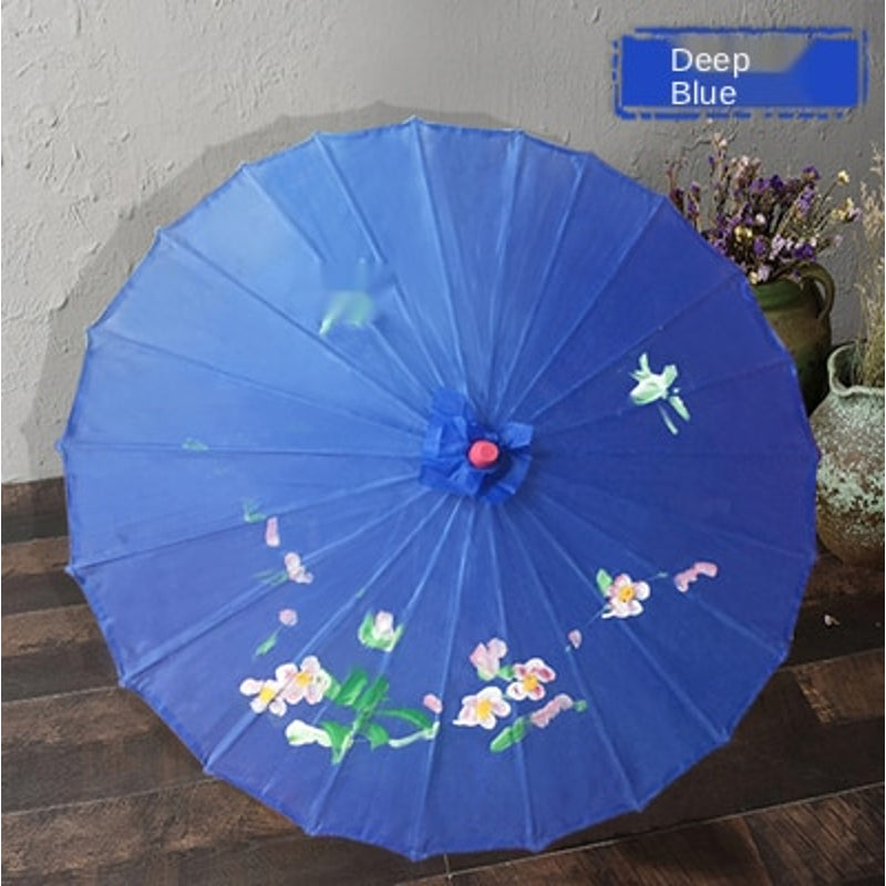 Asiatischer Sonnenschirm Ageda (3 Farben) – Blau mit Blumen