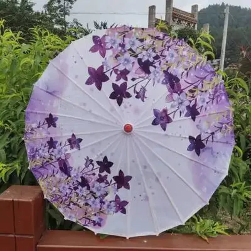 Asiatischer Sonnenschirm Nagare (5 Designs) – Lavendel mit lila Blüten