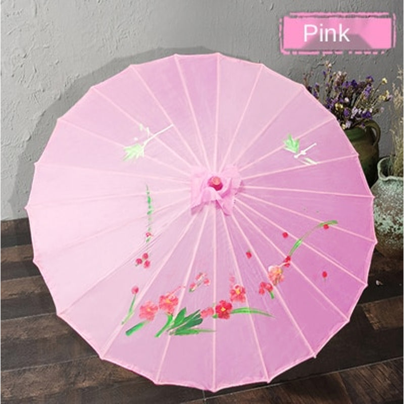 Asiatischer Sonnenschirm Ageda (3 Farben) – Rosa mit Blumen