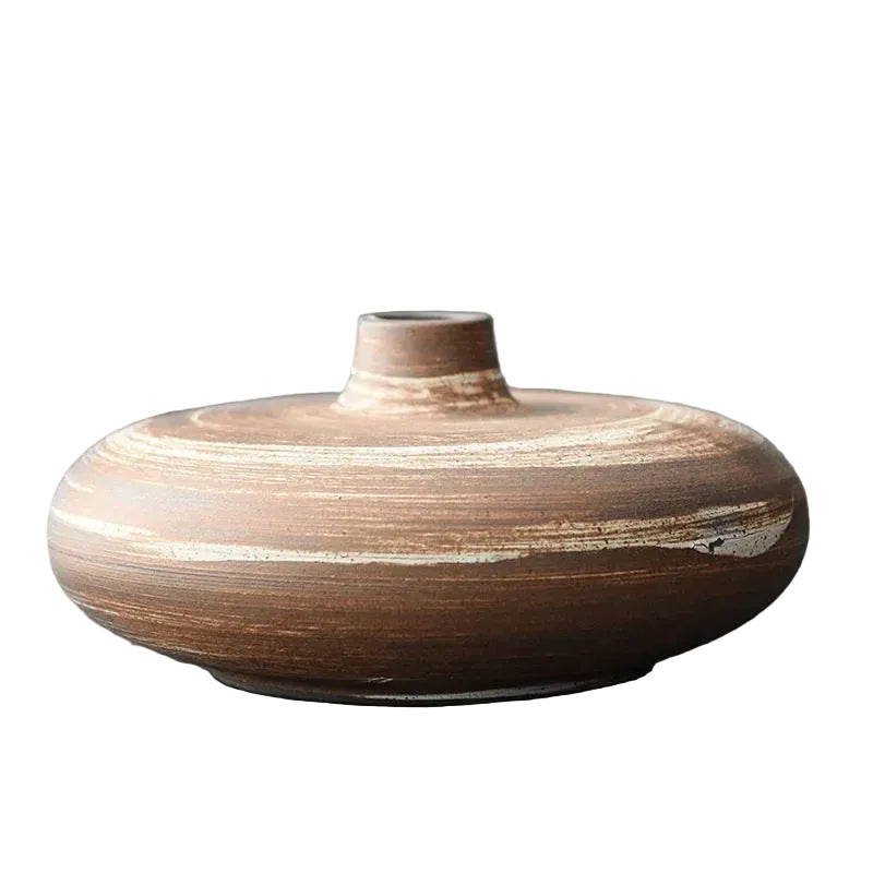 Keramik Vase Hirata Weiß-braun marmoriert