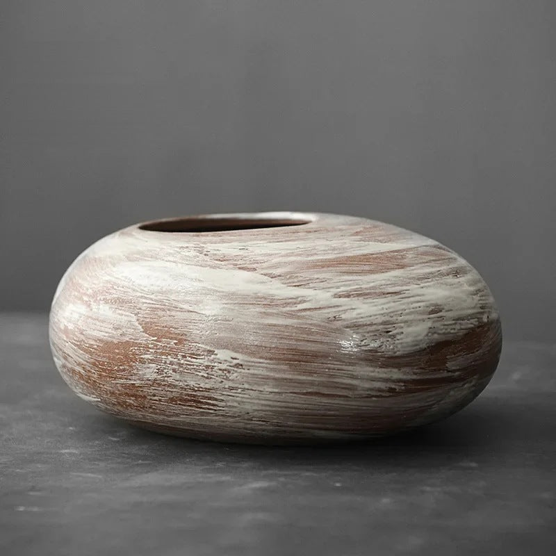 Keramik Vase Kawaishi Weiß-braun marmoriert