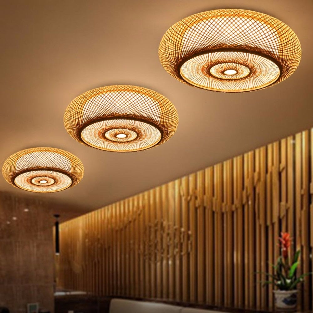Rattan-Deckenlampe Benjiro im japanischen Stil – Bild 2