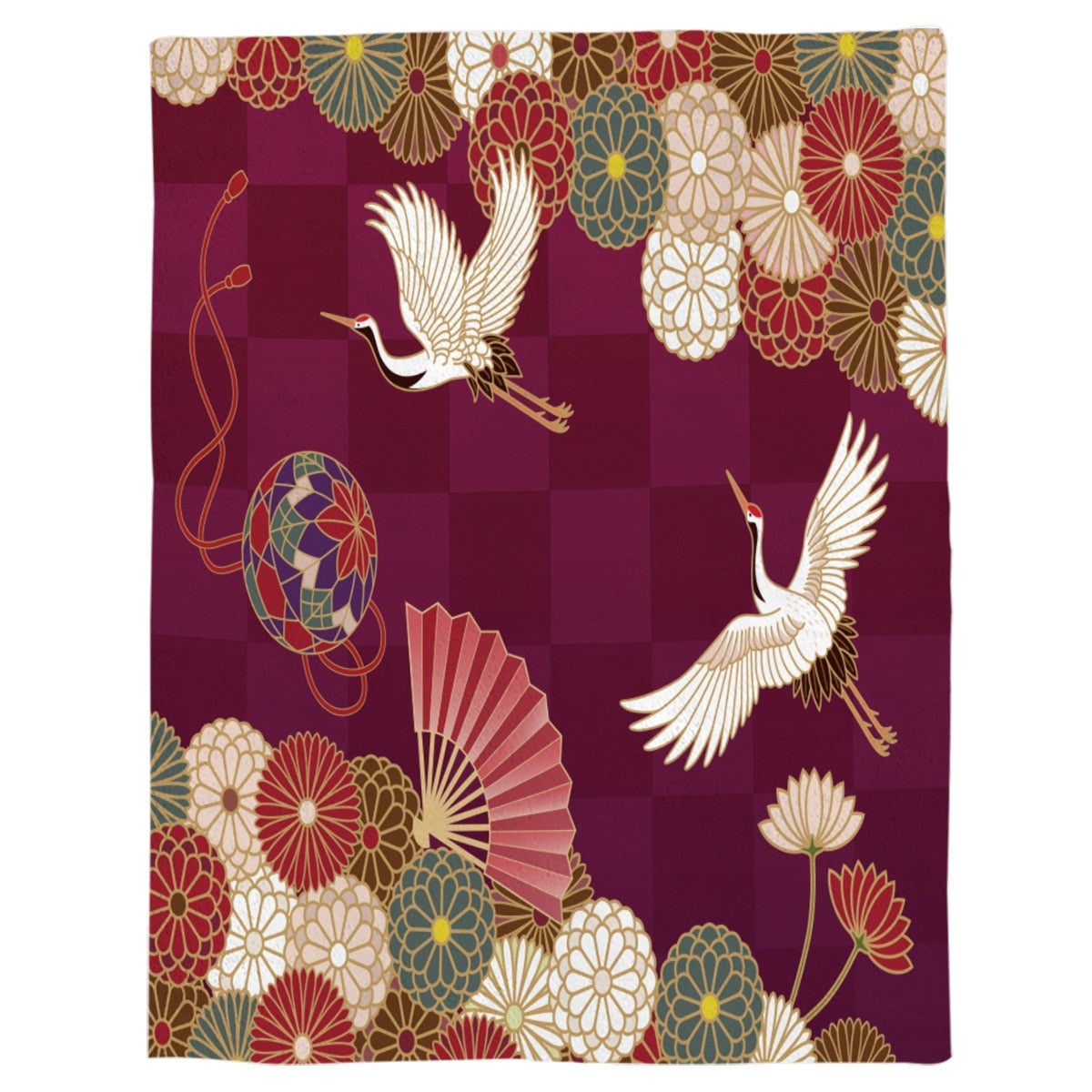 Roter Kranich Kuscheldecke Chihiro (3 Größen)