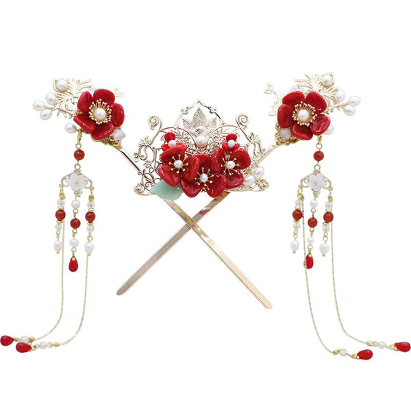 Kanzashi Kopfschmuck-Set Etsuko (4 Varianten)