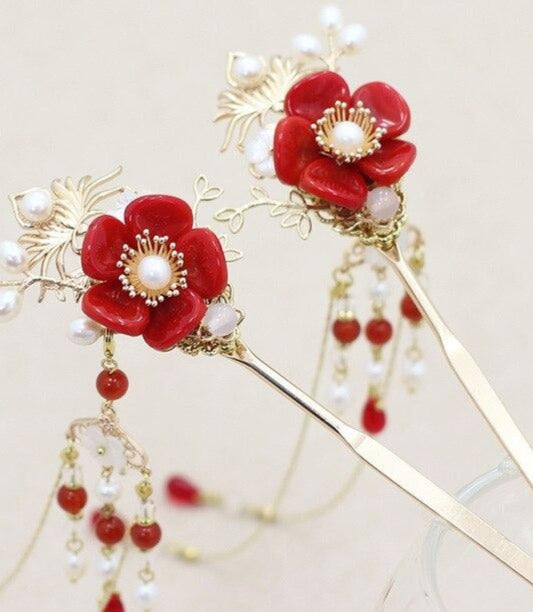 Kanzashi Kopfschmuck-Set Etsuko (4 Varianten)