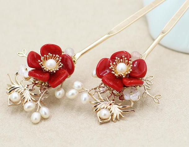 Kanzashi Kopfschmuck-Set Etsuko (4 Varianten)