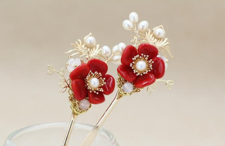 Kanzashi Kopfschmuck-Set Etsuko (4 Varianten)