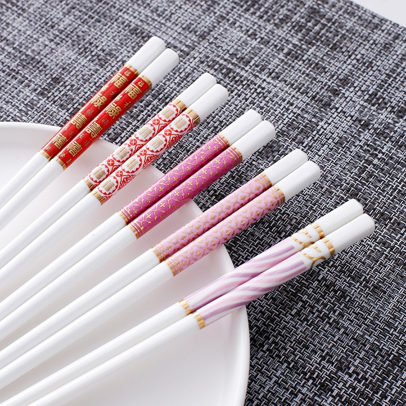5 Paar Asiatische Porzellan Essstäbchen Higanbana (9 Farben)