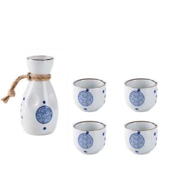 Retro japanischen Stil Keramik Sake Set Weiß, Türkis Elegante Sake