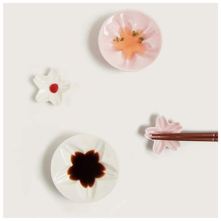 Sauce Plate and Chopstick Holder Set Sakura - Chopstick Holders