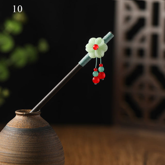 Kanzashi Haarstab Noya aus Holz und Acryl – Bild 11