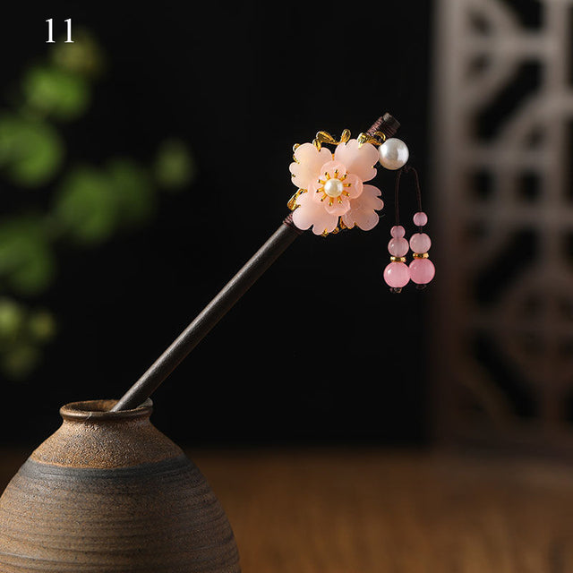 Kanzashi Haarstab Noya aus Holz und Acryl – Bild 12