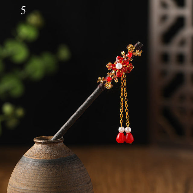 Kanzashi Haarstab Noya aus Holz und Acryl – Bild 6
